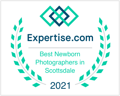 Expertise.com "Best Newborn Photographers in Tennessee 2021" badge with laurel and geometric logo.